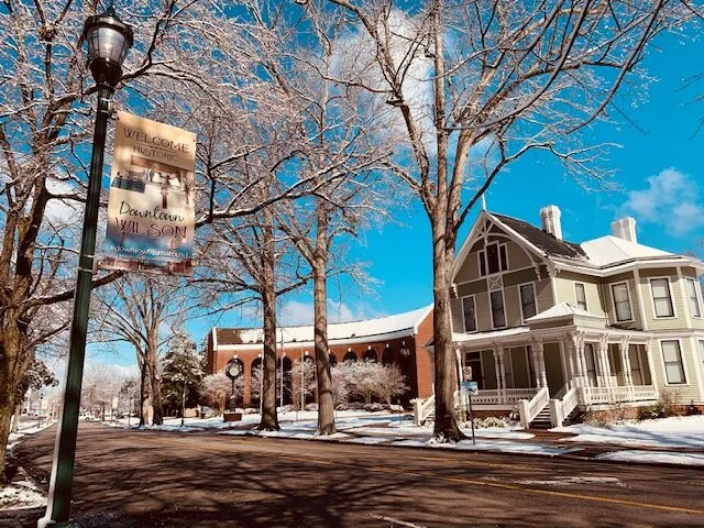 Historic Downtown Wilson in snow